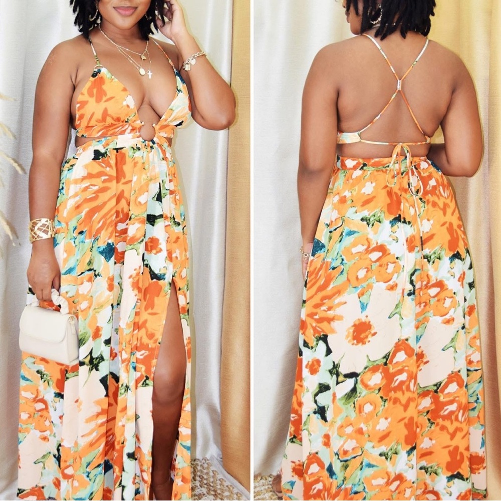 Floral Halter Maxi Dress